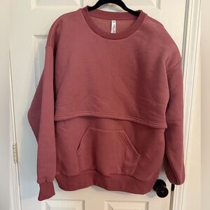 Latched Mama Nursing and baby wearing Pink XL Crewneck